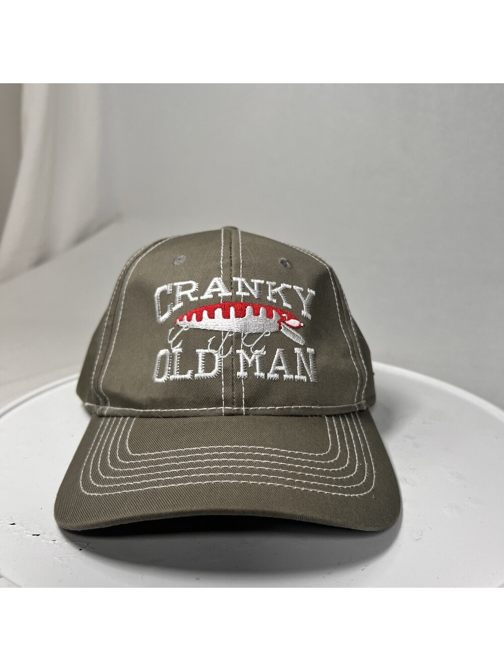 Cranky Old Man Fishing Dad Hat Funny Baseball Cap Gift Adjustable Size - EUC